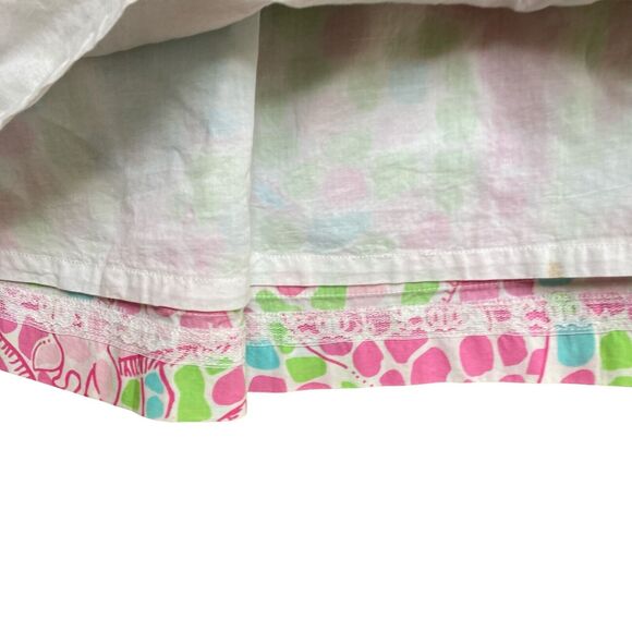 Lilly Pulitzer Pleated Skirt Girls 12 Pink Blue Floral Giraffes print Summery - Picture 5 of 8